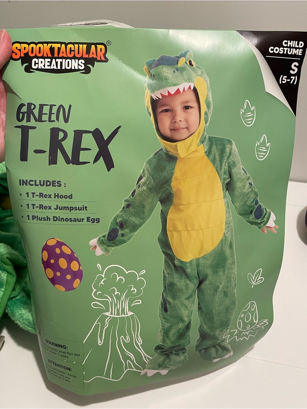 Spooktacular Creations Brand Kid's Size Small 6-7 Green T-Rex Costume Dinosaur